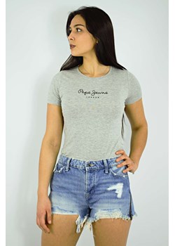 t-shirt damski pl502711 933 pepe jeans szary ze sklepu Royal Shop w kategorii Bluzki damskie - zdjęcie 109731579