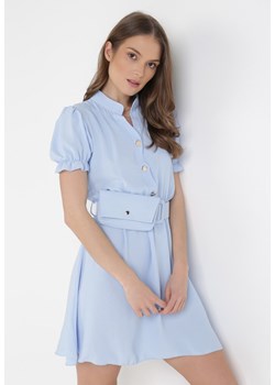 Niebieska Sukienka z Paskiem i Saszetką Thesyphise ze sklepu Born2be Odzież w kategorii Sukienki - zdjęcie 110436334