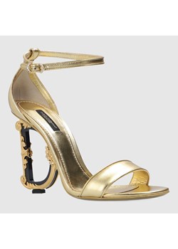 Dolce & Gabbana - złote sandały na ozdobnych obcasach DG ze sklepu outfit.pl w kategorii Sandały damskie - zdjęcie 110514417