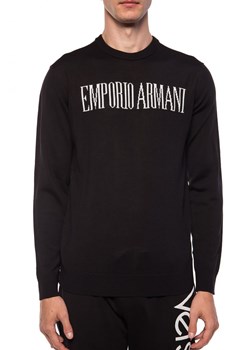 EMPORIO ARMANI czarny sweter z wyszywanym logo ze sklepu outfit.pl w kategorii Swetry męskie - zdjęcie 110514507