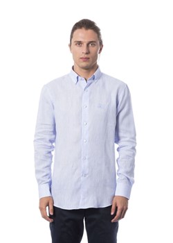 ROBERTO CAVALLI - koszula casual lniana niebieska ze sklepu outfit.pl w kategorii Koszule męskie - zdjęcie 110514735