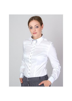Biała bluzka z kontrastami w serca ze sklepu Willsoor w kategorii Koszule damskie - zdjęcie 110567176
