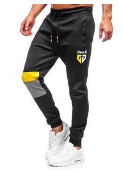 Czarne spodnie męskie joggery dresowe Denley K10122 ze sklepu Denley w kategorii Spodnie męskie - zdjęcie 110619085