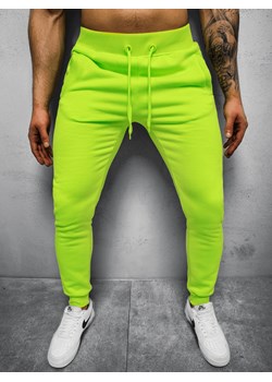 Spodnie dresowe męskie zielone-neonowe OZONEE JS/XW01Z ze sklepu ozonee.pl w kategorii Spodnie męskie - zdjęcie 110971997