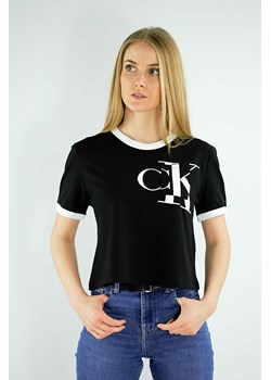 t-shirt damski calvin klein czarny z kieszonką ze sklepu Royal Shop w kategorii Bluzki damskie - zdjęcie 111025746