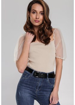 Jasnobeżowa Bluzka Avani ze sklepu Renee odzież w kategorii Bluzki damskie - zdjęcie 111202036