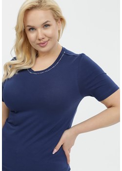 Granatowy T-shirt Amathephine ze sklepu Born2be Odzież w kategorii Bluzki damskie - zdjęcie 111783276