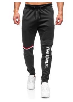 Czarne spodnie męskie joggery dresowe bojówki Denley K10277 ze sklepu Denley w kategorii Spodnie męskie - zdjęcie 111860727