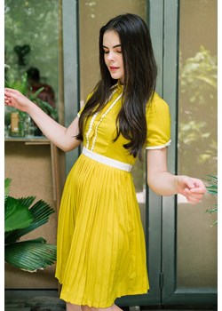 Sukienka plisowana zółta ADRIA ze sklepu Justmelove w kategorii Sukienki - zdjęcie 111930996