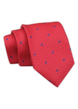 Klasyczny Krawat Męski Czerwony w Granatowy Wzór Geometryczny, Elegancki, 7 cm -Angelo di Monti KRADM1806 ze sklepu JegoSzafa.pl w kategorii Krawaty - zdjęcie 113462369