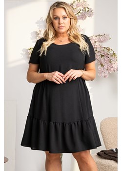 Sukienka z krótkim rękawem czarna dla puszystych mini 