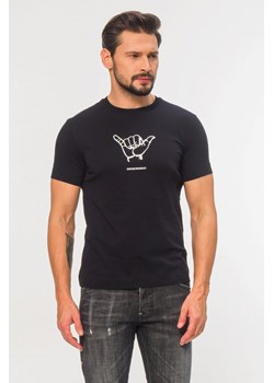 EMPORIO ARMANI - granatowy t-shirt męski z białym printem ze sklepu outfit.pl w kategorii T-shirty męskie - zdjęcie 113694947