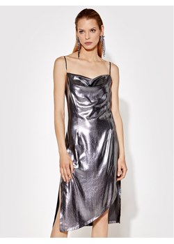 Sukienka Rage Age midi srebrna na sylwestra na ramiączkach 