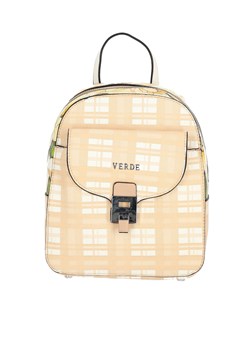 Beżowa torebka plecak w kratę Verde ze sklepu Eye For Fashion w kategorii Plecaki - zdjęcie 113728337