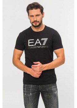 EA7 EMPORIO ARMANI - czarny t-shirt męski z aplikacją 3D ze sklepu outfit.pl w kategorii T-shirty męskie - zdjęcie 113760158