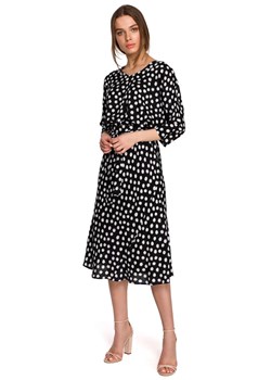 S265 Sukienka midi z kimonowymi rękawami - czarna ze sklepu Świat Bielizny w kategorii Sukienki - zdjęcie 113784347