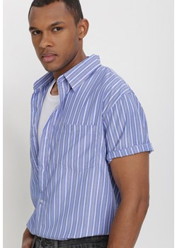 Niebiesko-Biała Koszula Othriphi ze sklepu Born2be Odzież w kategorii Koszule męskie - zdjęcie 113870859