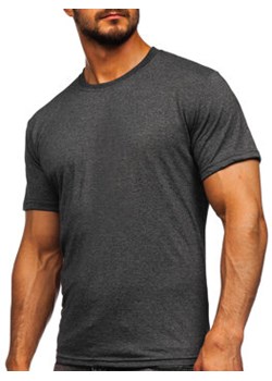 Grafitowy bawełniany T-shirt męski bez nadruku Bolf 192397 ze sklepu Denley w kategorii T-shirty męskie - zdjęcie 114046469