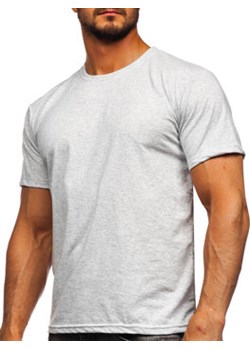 Jasnoszary bawełniany T-shirt męski bez nadruku Bolf 192397 ze sklepu Denley w kategorii T-shirty męskie - zdjęcie 114046485