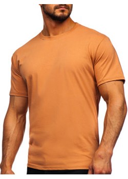 Brązowy bawełniany T-shirt męski bez nadruku Bolf 192397 ze sklepu Denley w kategorii T-shirty męskie - zdjęcie 114046498