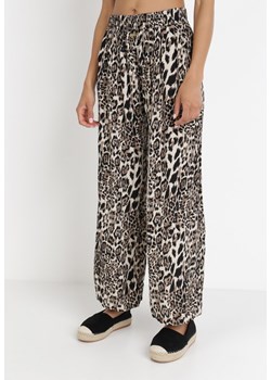 Beżowe Spodnie Szerokie Prosaxaura ze sklepu Born2be Odzież w kategorii Spodnie damskie - zdjęcie 114182616