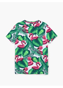 Cropp - Koszulka z flamingami - biały ze sklepu Cropp w kategorii T-shirty męskie - zdjęcie 114350888