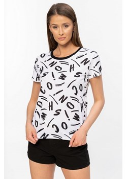 MOSCHINO SWIM - biały t-shirt w czarne litery ze sklepu outfit.pl w kategorii Bluzki damskie - zdjęcie 114558486