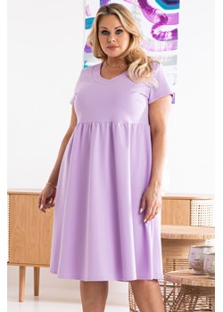 Sukienka dzianinowa letnia dresowa odcinana rozkloszowana RACHELA LETNIA liliowa PROMOCJA ze sklepu karko.pl w kategorii Sukienki - zdjęcie 114753235