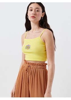 Cropp - Crop top z haftem - żółty ze sklepu Cropp w kategorii Bluzki damskie - zdjęcie 114862696