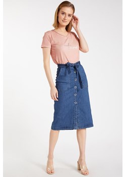 Jeansowa spódnica z wiązaniem ze sklepu MONNARI w kategorii Spódnice - zdjęcie 114866366