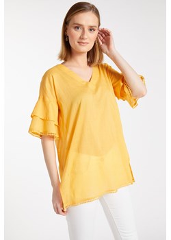 Bawełniana bluzka z falbaniastymi rękawami ze sklepu MONNARI w kategorii Bluzki damskie - zdjęcie 114876297