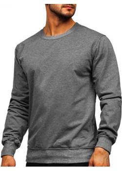 Antracytowa bluza męska bez kaptura Denley B10001 ze sklepu Denley w kategorii Bluzy męskie - zdjęcie 114899905