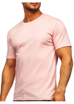 Jasnoróżowy T-shirt męski bez nadruku Bolf 192397 ze sklepu Denley w kategorii T-shirty męskie - zdjęcie 115010817