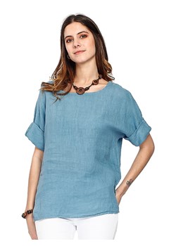Le Jardin du Lin Lniana koszulka w kolorze błękitnym ze sklepu Limango Polska w kategorii Bluzki damskie - zdjęcie 115178205
