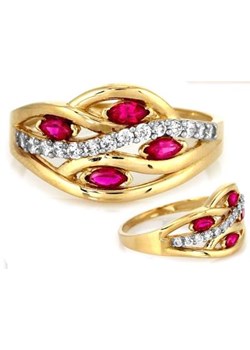 Złoty pierścionek 585 cyrkonie łezki różowe 2,48 g ze sklepu LOVRIN w kategorii Pierścionki - zdjęcie 115345108