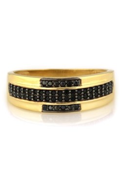 Złoty pierścionek 585 czarne cyrkonie szeroki 3,55 g ze sklepu LOVRIN w kategorii Pierścionki - zdjęcie 115349419