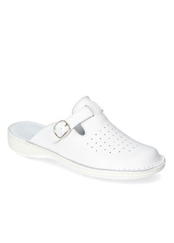 Medyczne Białe Klapki Licowe Helios 274 Białe ze sklepu Arturo-obuwie w kategorii Klapki damskie - zdjęcie 115415299