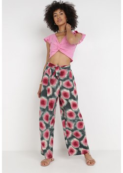 Zielono-Różowe Spodnie Elitea ze sklepu Born2be Odzież w kategorii Spodnie damskie - zdjęcie 115768596