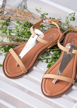 Beżowe sandały japonki płaskie Casu SN20X2/BE ze sklepu Casu.pl w kategorii Sandały damskie - zdjęcie 115770426