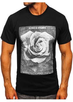 Czarny bawełniany t-shirt męski z nadrukiem Bolf 2017 ze sklepu Denley w kategorii T-shirty męskie - zdjęcie 115794387