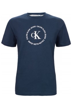 T-shirt męski Calvin Klein granatowy z bawełny z krótkim rękawem 