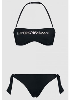 EMPORIO ARMANI SWIMWEAR - wiązane bikini ze srebrnym logo ze sklepu outfit.pl w kategorii Stroje kąpielowe - zdjęcie 115816855
