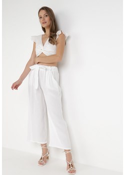 Białe Spodnie Synertes ze sklepu Born2be Odzież w kategorii Spodnie damskie - zdjęcie 116376117