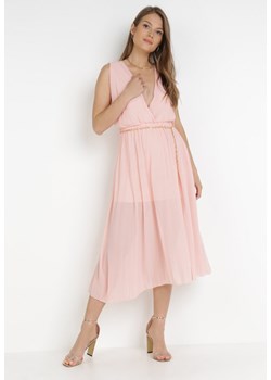 Różowa Sukienka Z Paskiem Hysacia ze sklepu Born2be Odzież w kategorii Sukienki - zdjęcie 116636968