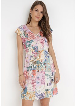 Kremowo-Różowa Sukienka Sylphassea ze sklepu Born2be Odzież w kategorii Sukienki - zdjęcie 116652755