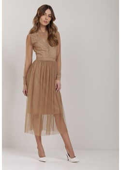 Ciemnobeżowa Sukienka Lylah ze sklepu Renee odzież w kategorii Sukienki - zdjęcie 117420748