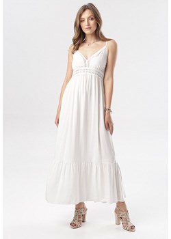Born2be sukienka maxi biała z dekoltem v 