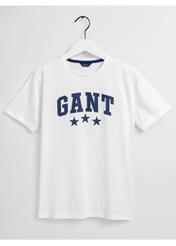 Biały t-shirt chłopięce Gant z bawełny 