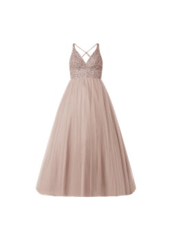 Sukienka Unique rozkloszowana elegancka na bal z dekoltem v 