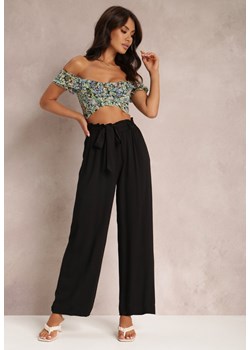 Czarne Spodnie Szerokie Phiorephis ze sklepu Renee odzież w kategorii Spodnie damskie - zdjęcie 118271518